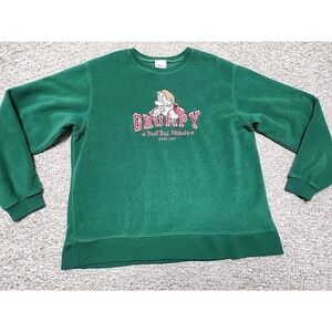 Disney Store Grumpy Fleece Sweatshirt Green Embroidered Real Bad Attitude Mens L